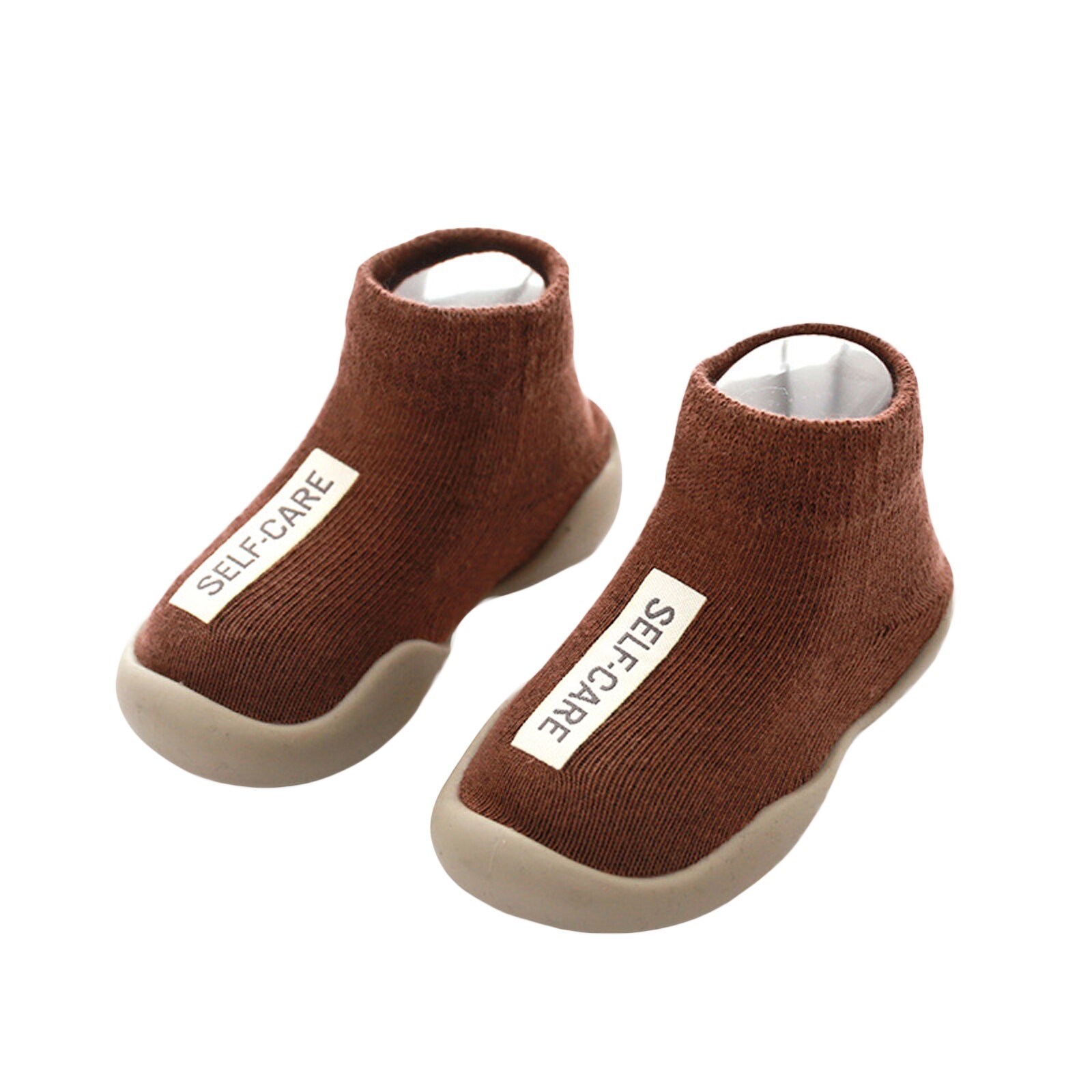 Calcetines antideslizantes informales para bebé, zapatos de suela de goma de Color sólido para primavera y otoño, calcetín de para niño pequeño: Castaño / 11.5
