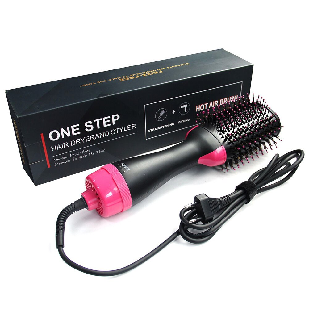 4 In 1 Hair Dryer Brush Curling Iron & Hair Straightener Comb Heat Brush Hairdryer Hairstyling Tools Hair Curls: EU Plug / hair dryer