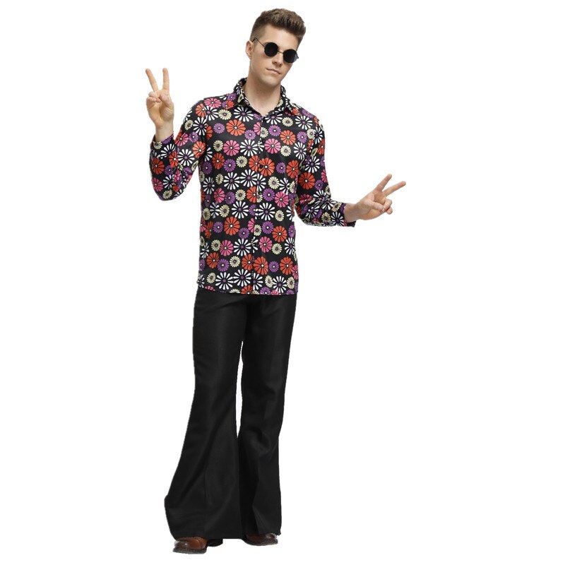 Retro Party Men 60s 70s Hippie Costume Halloween Saturday Night Fever Men's Funky Disco Ball Dress