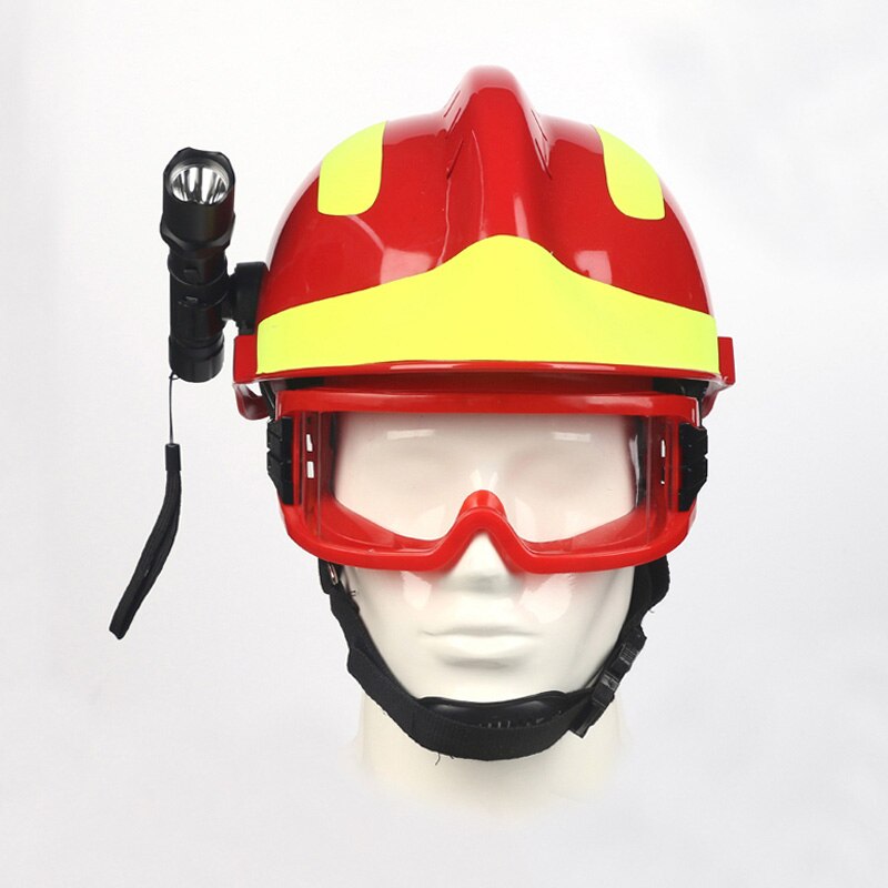 Sikkerhedsredningshjelm brandmand beskyttelsesbriller sikkerhedshjelme arbejdsplads brandbeskyttelse hård hat med forlygte og beskyttelsesbriller: Rød