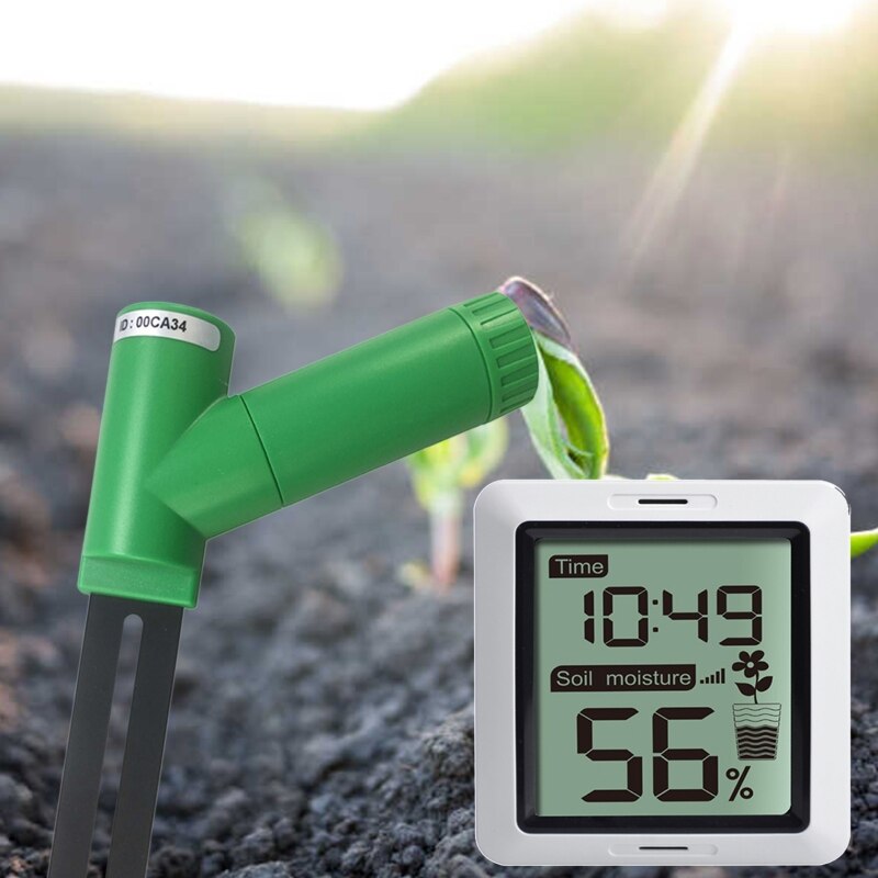 Wireless Soil Moisture Monitor Hygrometer Time with Display Moisture Test Sensor