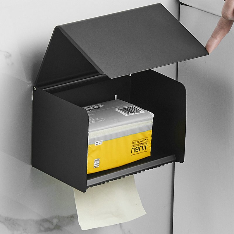 Zwarte Verf Papier Houder Telefoon Rack Papier Doos Ruimte Aluminium Materiaal Badkamer Hardware Wc Plank