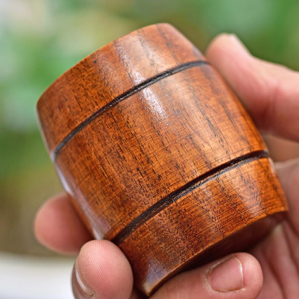 Barrel Shape Beer Tea Coffee Milk Water Cup Wooden Kitchen Bar Pub Drinkware