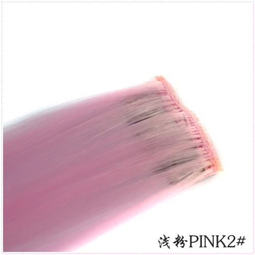 LIHUI-extensiones de cabello sintético para mujer, mechones de pelo largo y liso, con Clip, para resaltar, Color arcoíris, Color rosa: PINK2