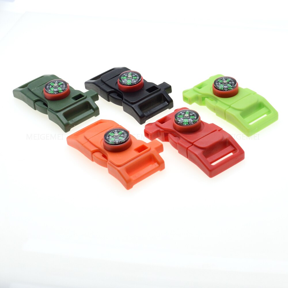1pcs 3/4" Side Release Buckle Whistle Compass Scraper Parachute 550 Cord Paracord Bracelet Outdoor Camp Backpack Survival Kits