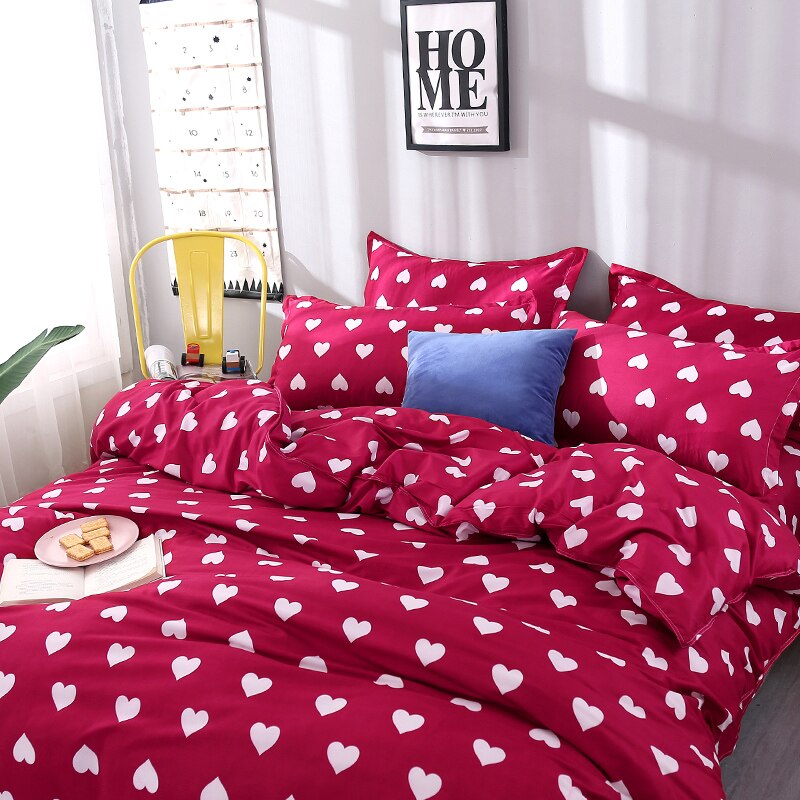 Conjunto de ropa de cama con estampado de corazones de estilo conjunto de edredón 2 uds/3 uds. 1 edredón + 1/2 fundas de almohada (sin manta ni sábana)