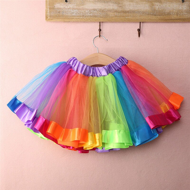 Offre spéciale vêtements pour -né | Tutu à nœuds colorés, jupe Patchwork en maille, Mini jupe Tulle arc-en-ciel pour filles