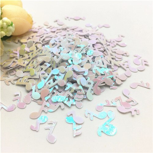 Pailletten 4*9mm muzieknoot vorm losse pvc pailletten voor 3d nail art decoratie manicure diy knutselen bruiloft accessoire confetti 20g: Ab wit