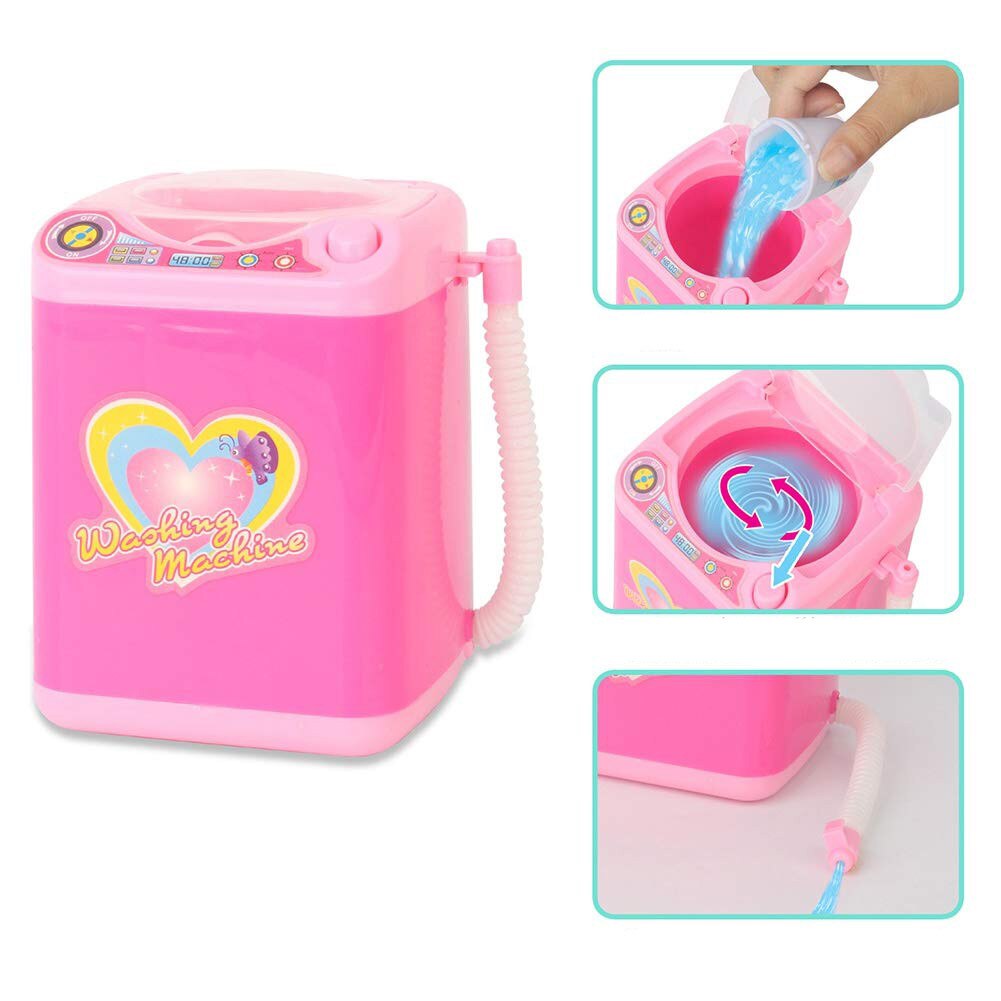 Girl Toy Makeup Brush Cleaner Device Washing Machine Mini Toy And Puff Automatic Cleaning Tool Kits