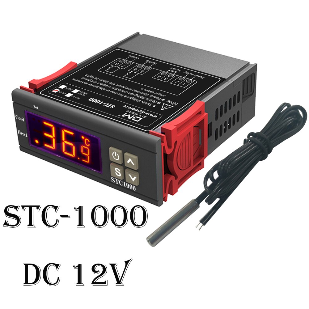 STC-1000 Temperature Controller Thermoregulator for Incubator Refrigerator Heating Cooling DC 12V / 24V / 12 -72V / AC 110 -220V: DC 12V