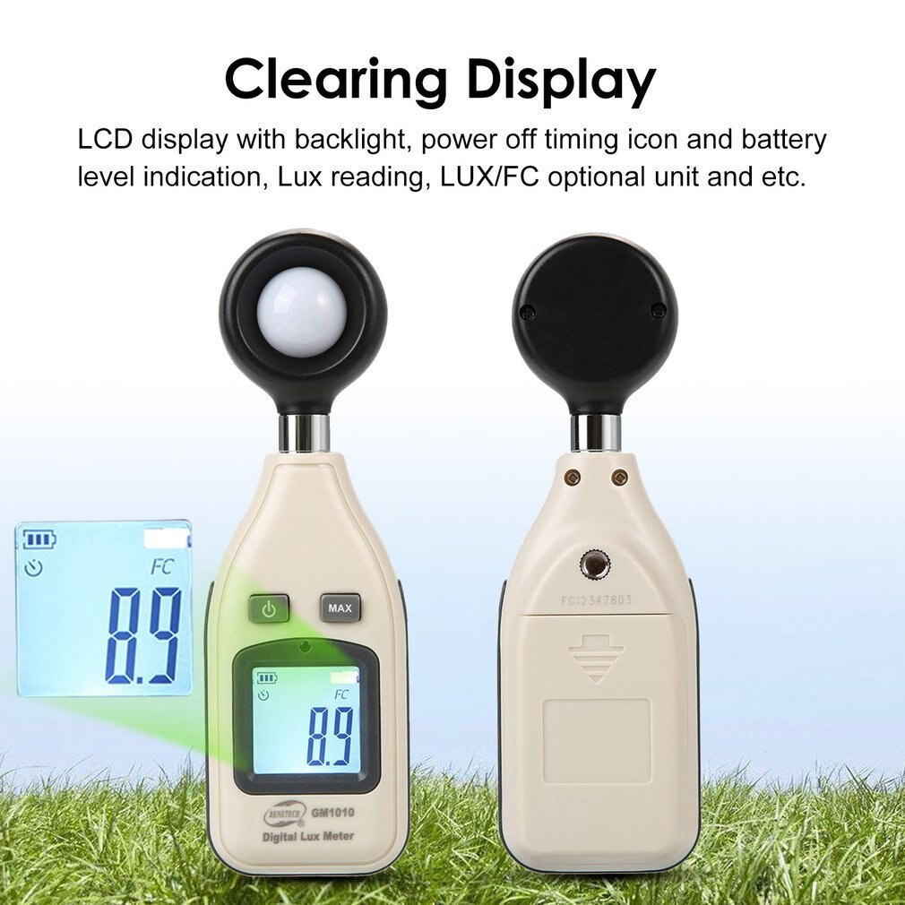 GM1010 compteur de lumière fendu luxmètre rétro-éclairage numérique 0 ~ 200000 Lux illuminomètre luminomètre photomètre Lux/FC LM testeur