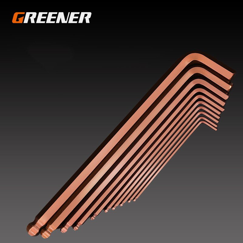 GREENER 2pcs L shaped hex key allen wrench 1.5mm 2mm 2.5mm 3mm 4mm 5mm 6mm 8mm 10mm 12mm 14mm Ball Head Single wrench Hand tools
