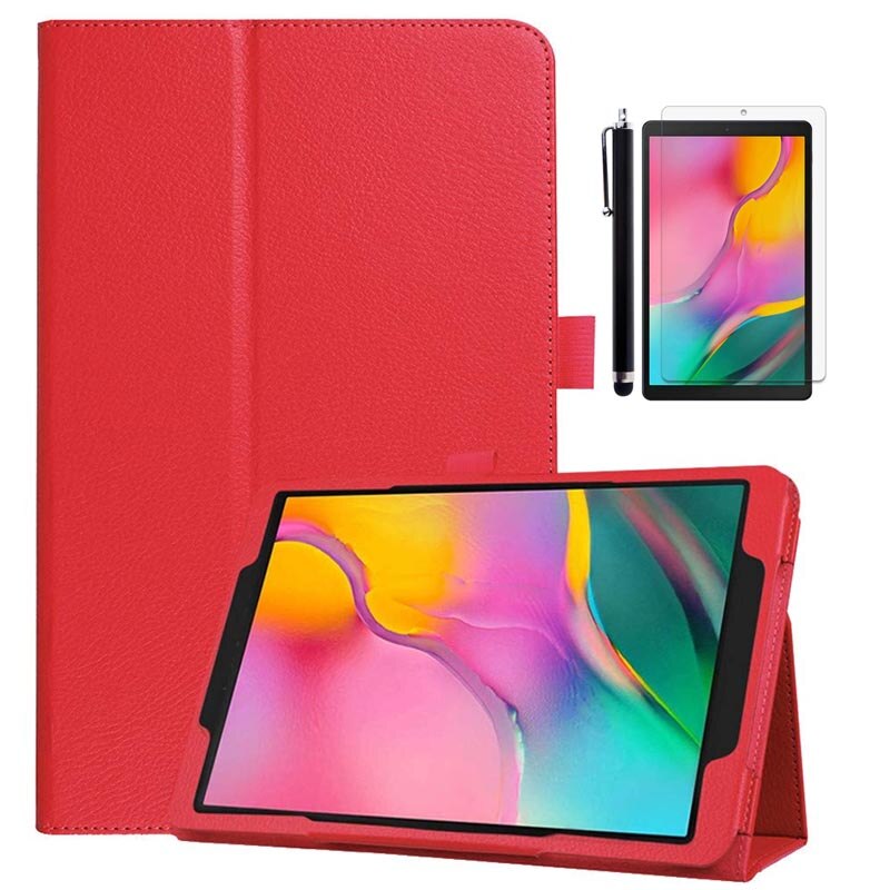 For Samsung Galaxy Tab A 10.1 Case PU Leather Magnetic Flip Cover For Samsung Galaxy Tab A 10.1'' SM-T510 / SM-T515 Tablet: Red.3in1