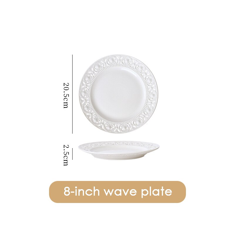 4size Dishes for Serving White Ceramic French Salad Plates for Food Luminarc Plate Ceramics Lefard Tableware Set of Plates Bowl: Silver