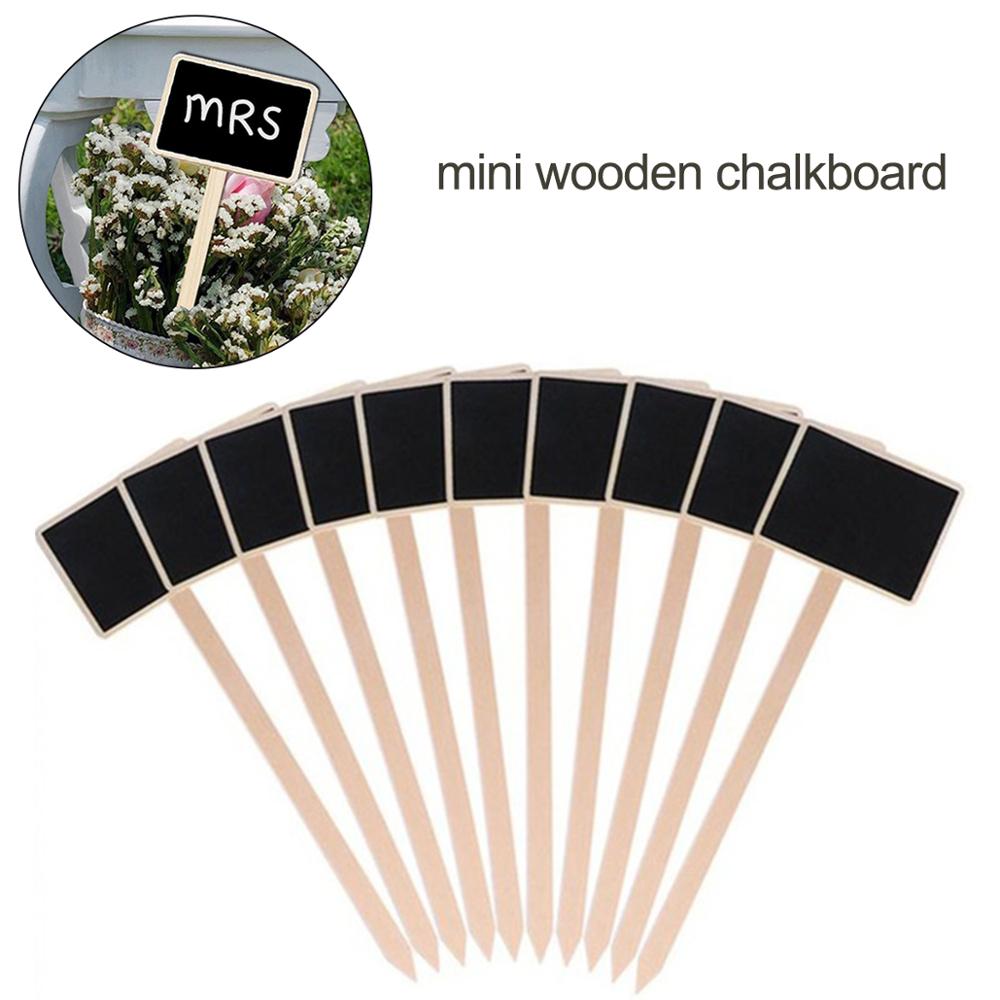 10PCS Mini Marker House Decorations Reusable Garden Tools Plants Tags Wooden Chalkboard Classification Marker Mini Blackboard