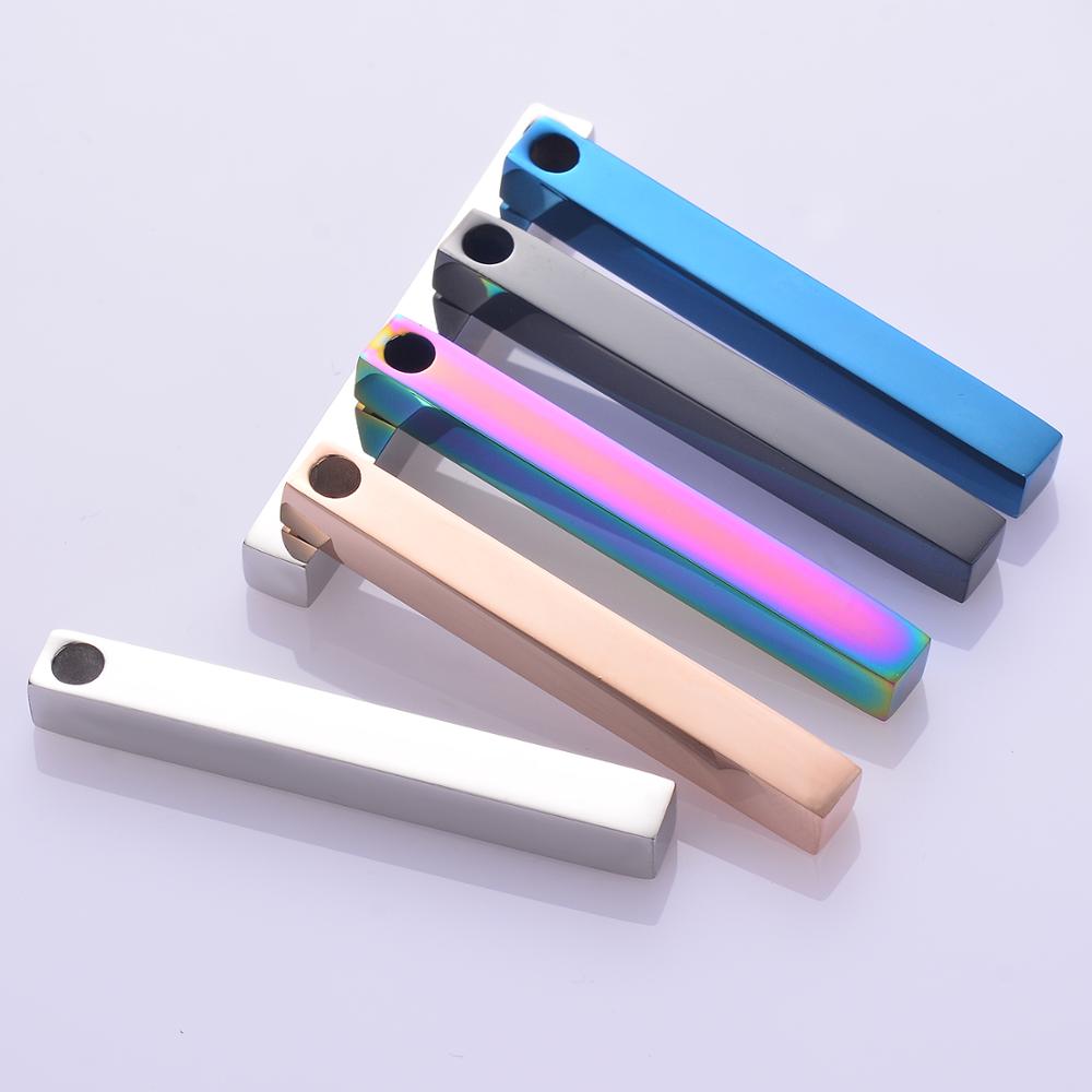 5 pcs Unisex Stainless Steel Rectangle Bar Pendant for Name Making Necklace Jewelry