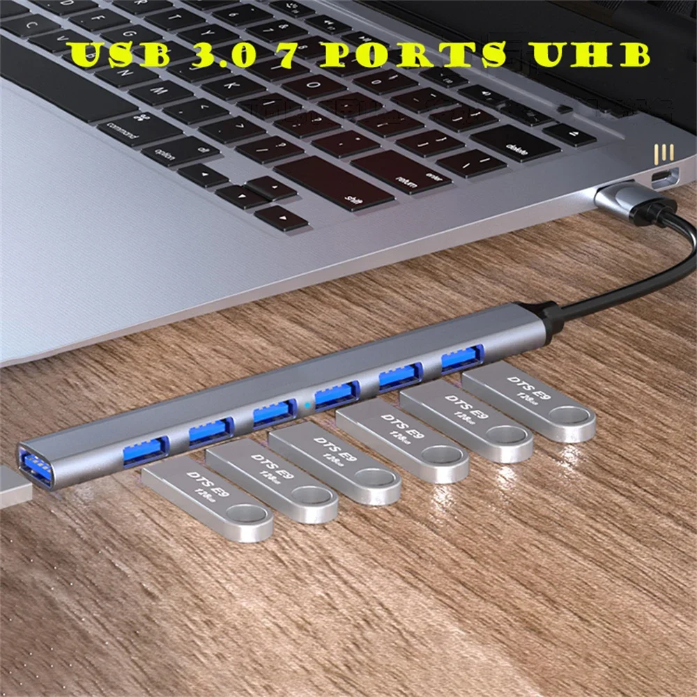 USB 3.0 Hub USB Hub 3.0 USB Splitter 7-poorts Meerdere Expander Type C Hub OTG Adapter voor Laptop PC Harde Schijf Muis Toetsenbord