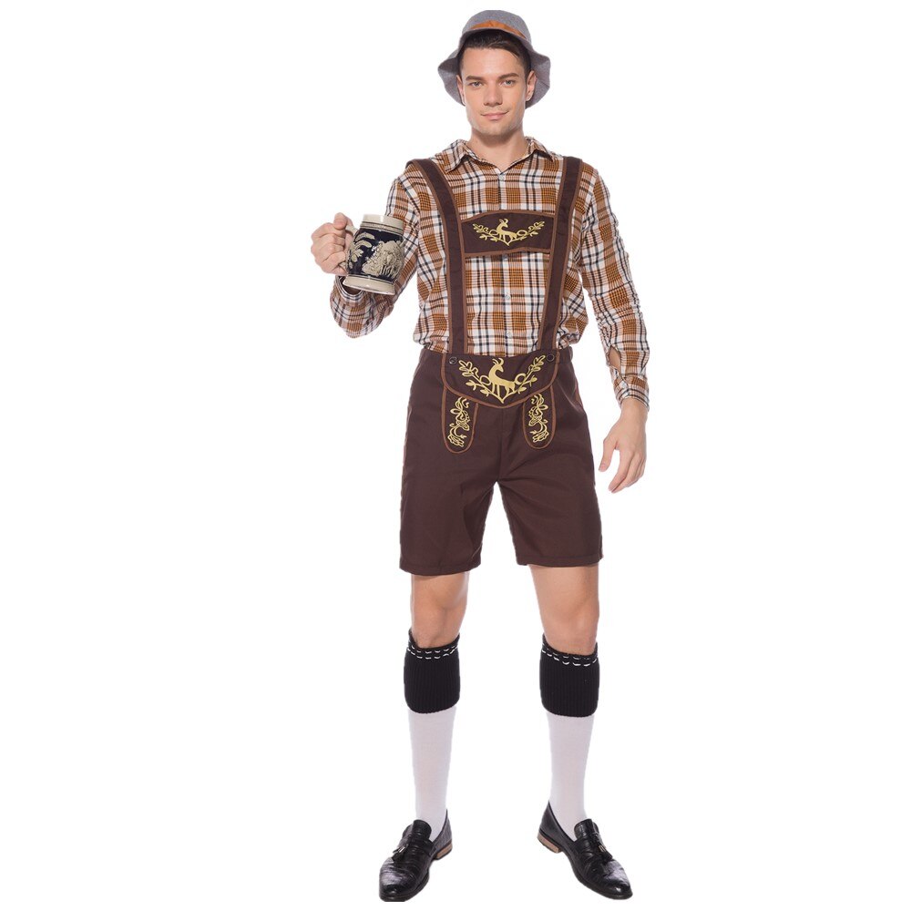 Tyskland voksen mann tradisjonell oktoberfest kostyme bayersk lederhosen øl herre fancy kjole karneval fest bukseseler shorts