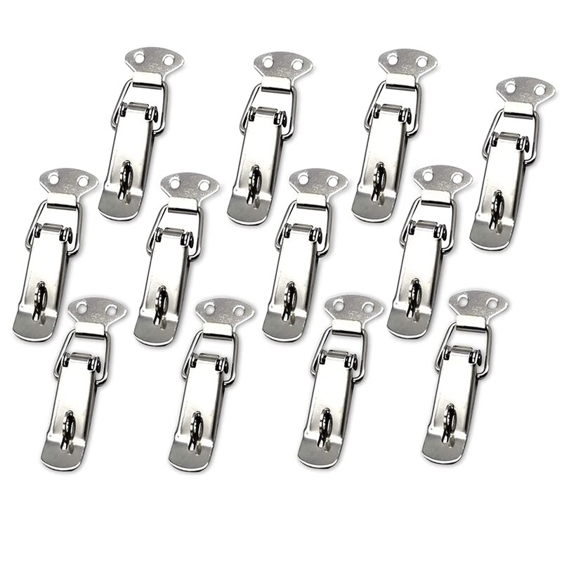 12Pcs Spring Loaded Toggle Catch Latches Hasp Stainless Steel Catch Clamp Clips For Case Toolbox Box Drawer Chest Trunk: Default Title