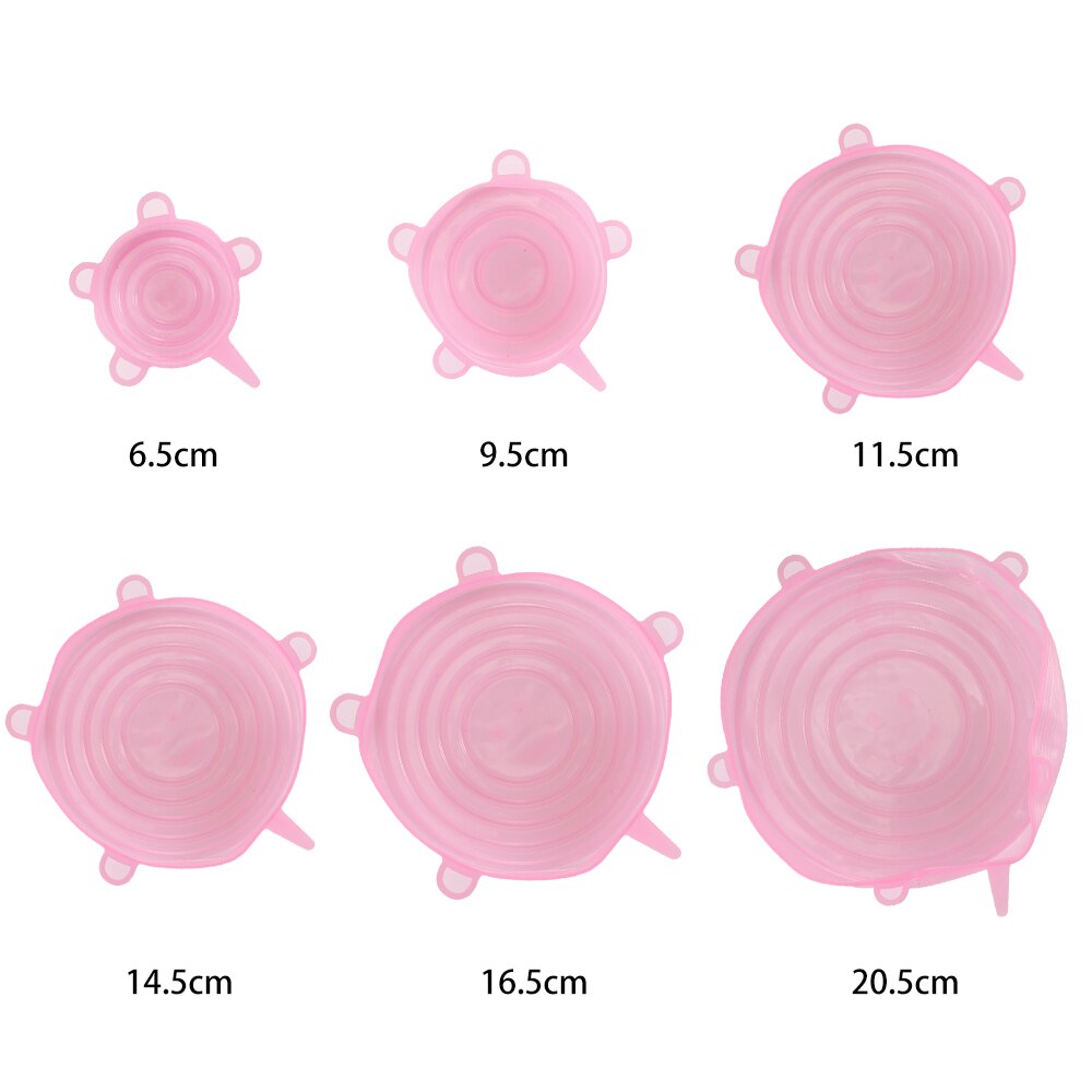 6 stuks herbruikbare siliconen rekdeksels universele deksel siliconen voedselfolie kom pot deksel siliconen deksel pan koken keuken stoppers