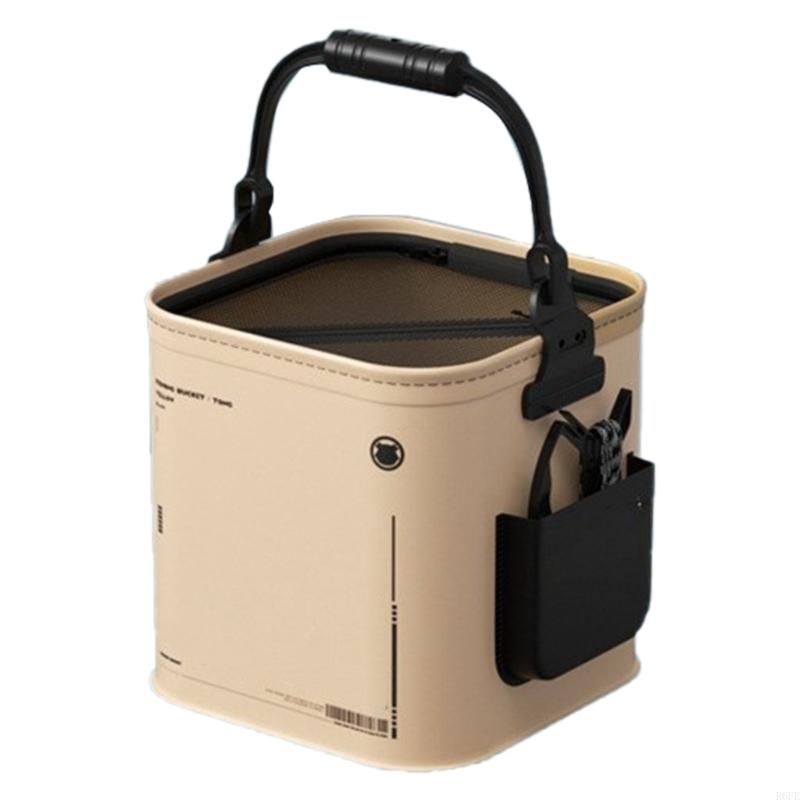 R6FE 8/14L Outdoor Fishing Bucket Water Resistant Outdoor Camping Bucket Hand Carry Fish Bucket Fishing Accessories: Brown