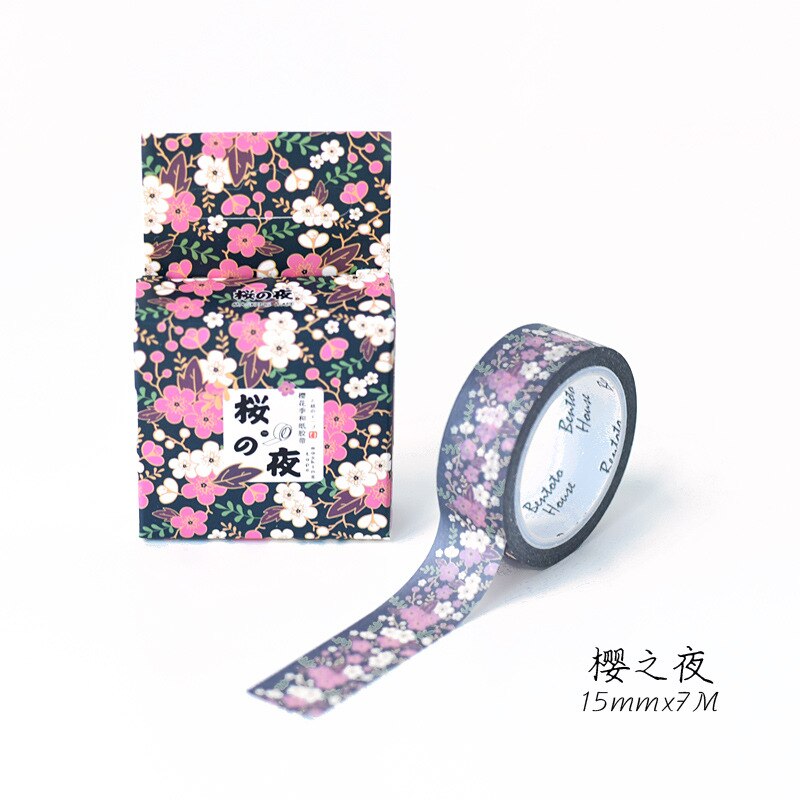 Söt körsbärsblomning säsong japansk washi tejp papper gör-det-själv dekor scrapbooking planerare självhäftande maskeringstejp kawaii brevpapper: Lila