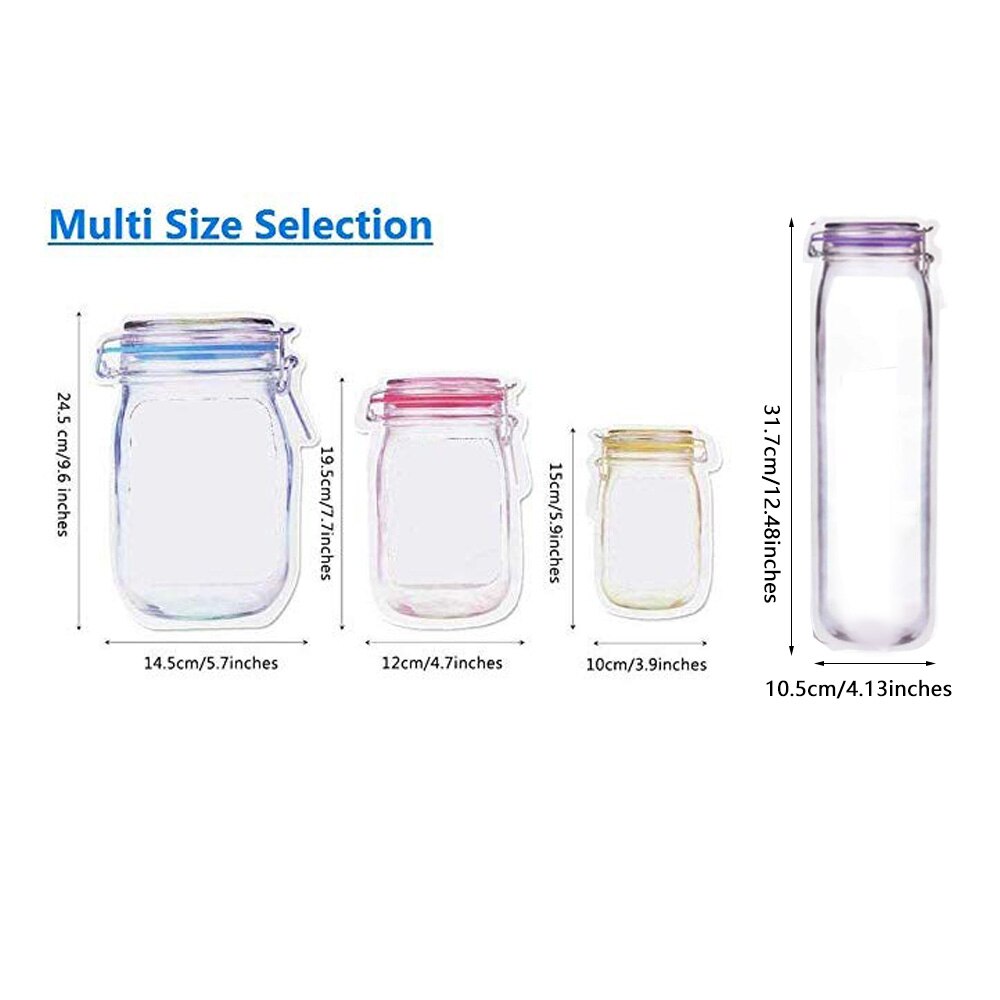 20 piezas Jar Zipper Bags reutilizable Snack ahorrador bolsa de almacenamiento para alimentos congelados bolsas de almacenamiento de bocadillos de alimentos a prueba de fugas