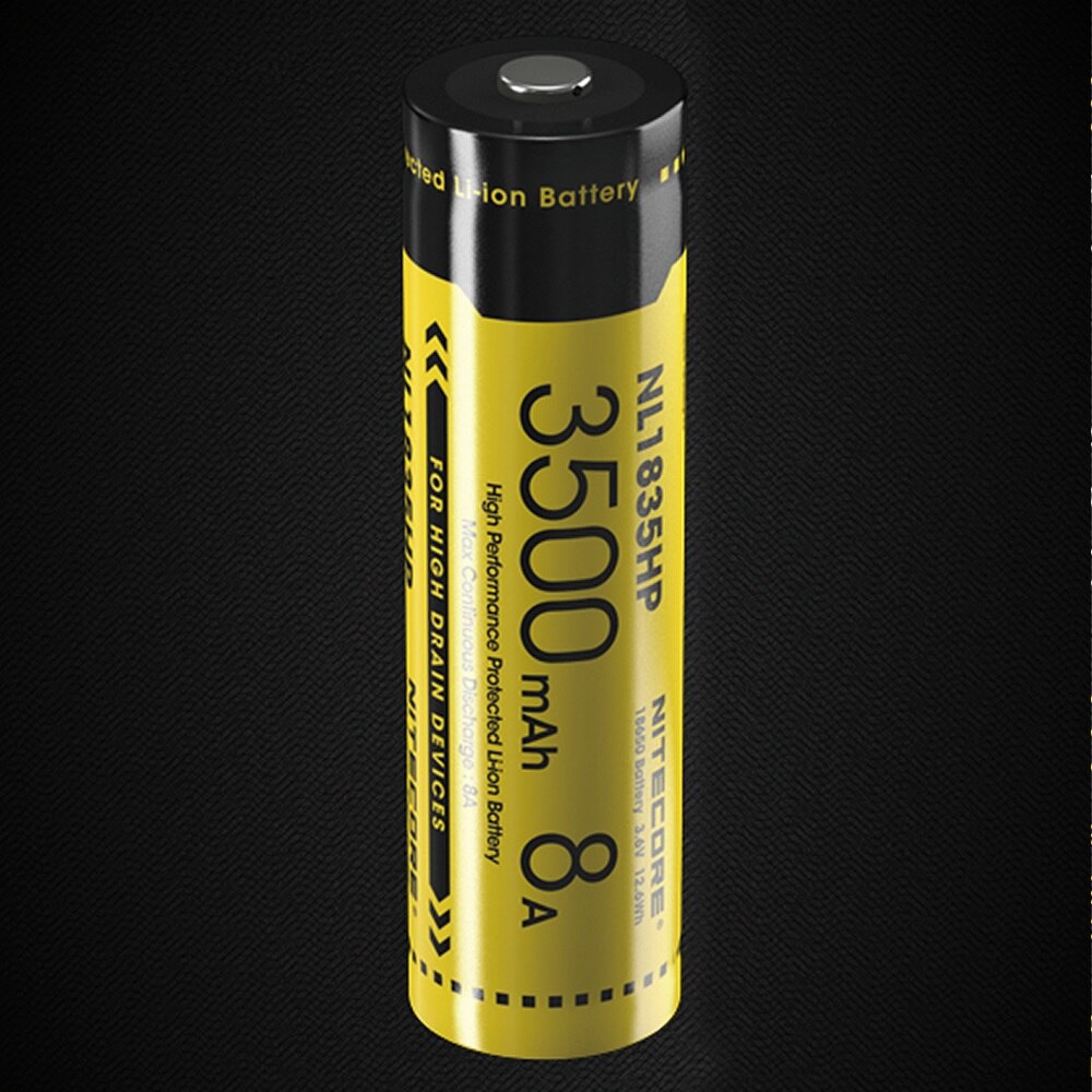Nitecore-batería NL1835HP 18650, pila de 3500mAh, 3,6 V, 12.6Wh, 8A, botón de ion de litio protegido de alto rendimiento para linterna LED