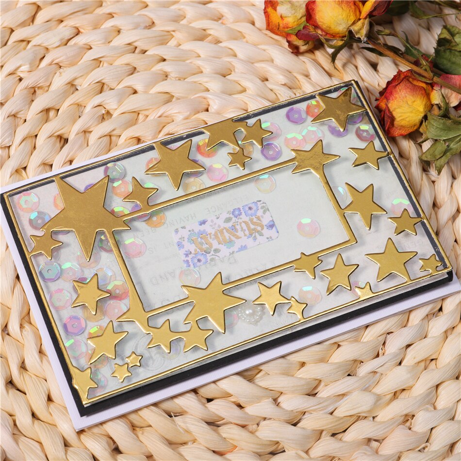 InLoveArts Stars Frame Metal Cutting Dies Paper Crafts Stencil Punching Templates Diy Scrapbooking Background Embossing Making