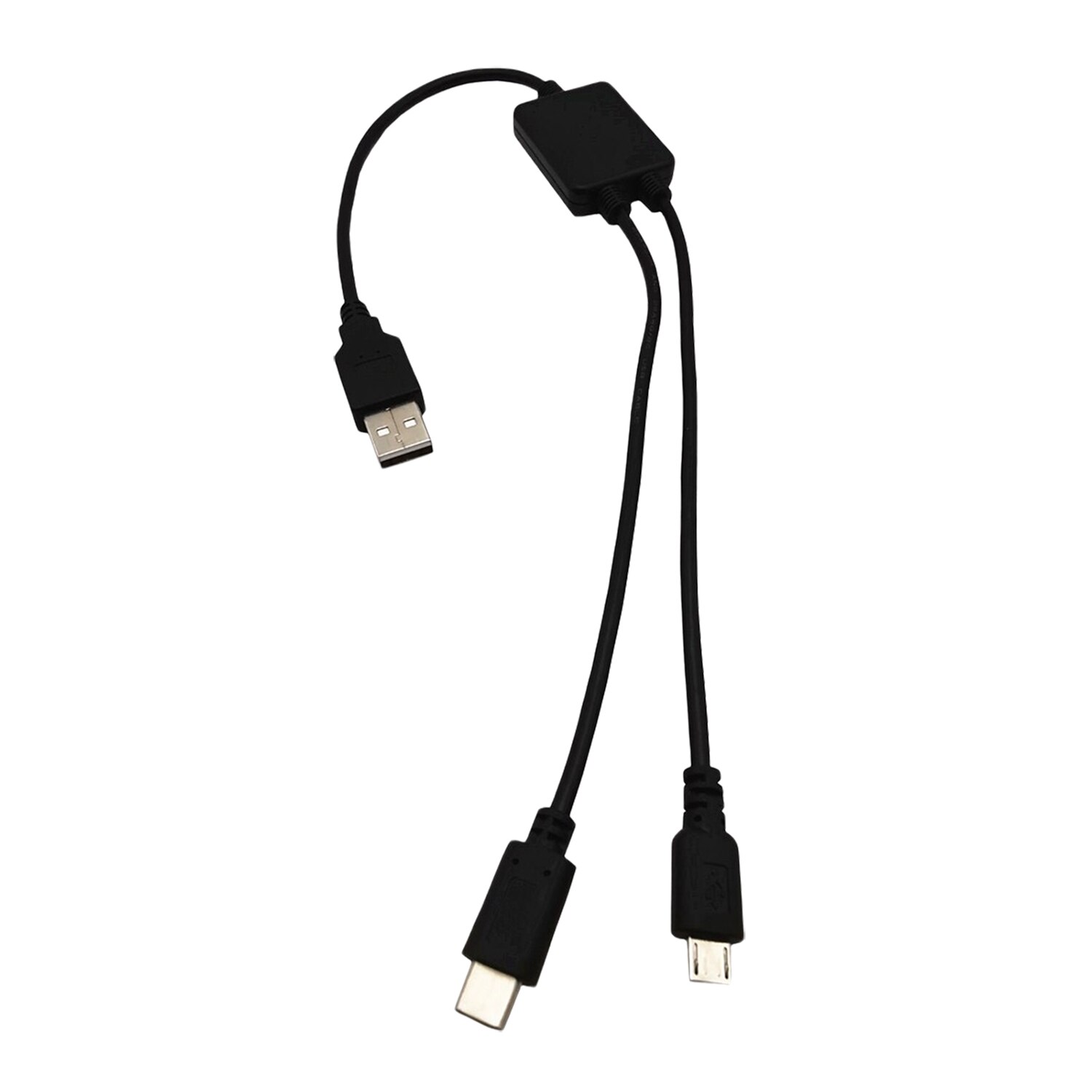 1pc Multifunction USB 2.0 A Male to Micro 5 pin Male & USB C 3.1 Male 2 in 1 OTG Data Charging Charger Y Splitter Cable Cord