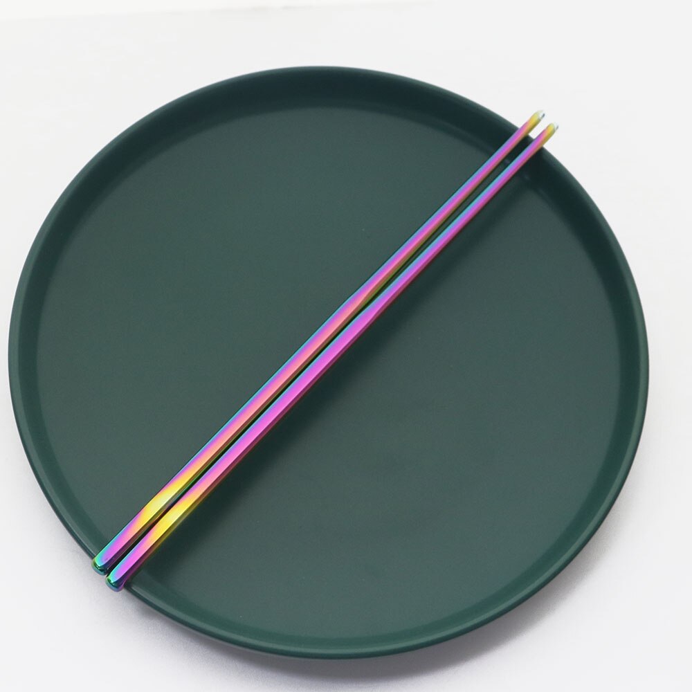 1 Paar Rvs Eetstokjes Metalen Chop Sticks Servies Zilver Goud Multicolor Wedding Party Festival Supplies: Rainbow