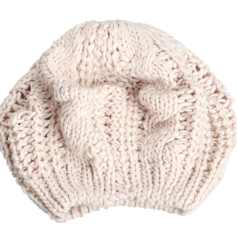 Chic Wol Gebreide Baret Hoeden Herfst Winter Vrouwen Meisjes Mode Accessoires Warme Comfortabele Elastische Eenvoudige Caps: Beige