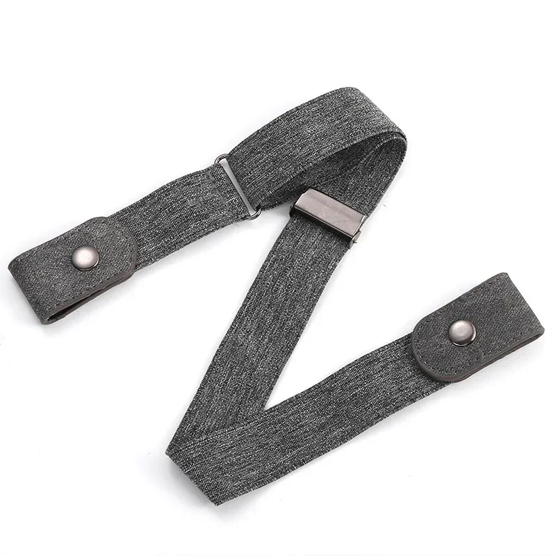 Verstellbares, elastisches Taillenband aus Segeltuch, unsichtbarer Gürtel, schnallenfreie Gürtel für Damen und Herren, Jeans, Hosen, Kleid, keine Schnalle, einfach zu tragen: dunkel Grau