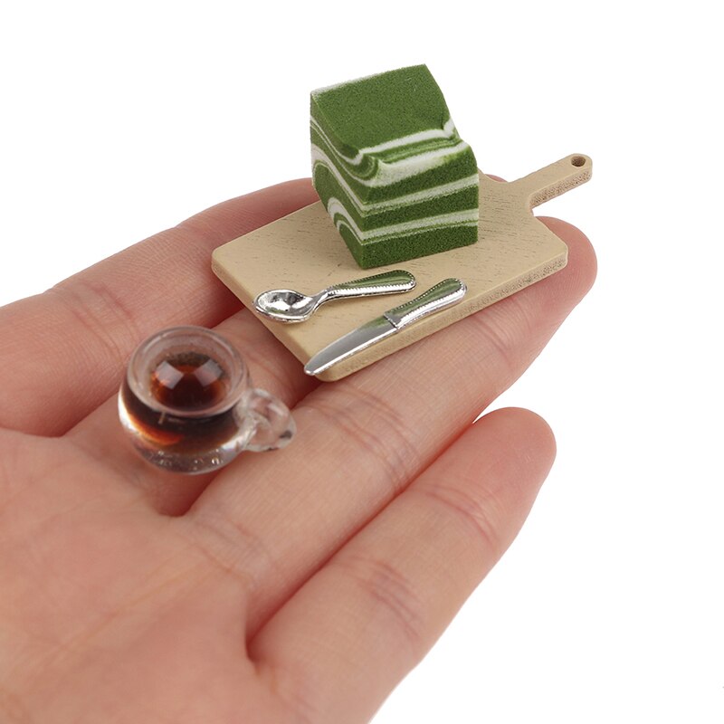 1:12 Dollhouse Miniatuur Lade Mousse Cake Set Craft Diy Keuken Voedsel Accessoires Nep Miniatuur