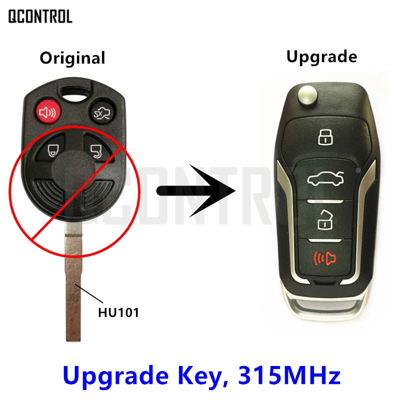 QCONTROL Opgewaardeerd Afstandsbediening Sleutel Fit voor Ford OUCD6000022 315 MHz Escape Focus C-Max Transit Connect HU101 Blade