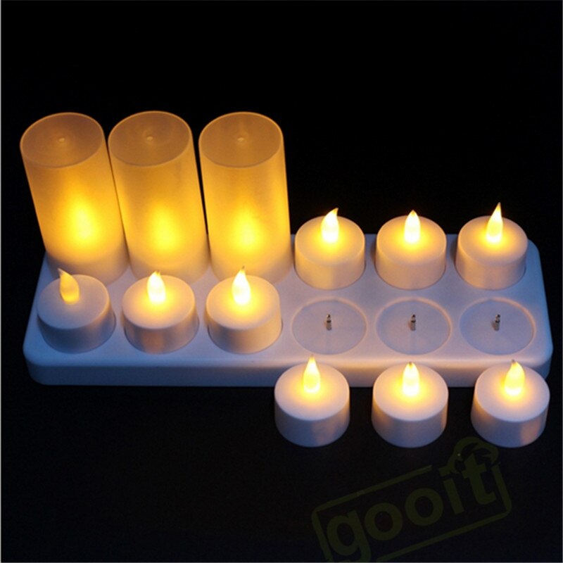 Jule led lys genopladeligt fyrfadslys gul lys stearinlys lampe led fest lys og holdere/lysekrone mariage