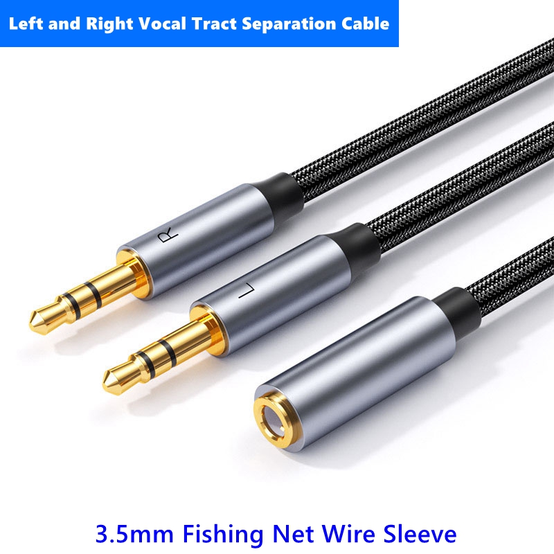 3.5mm Aux Stereo Audio Cable Left and Right Vocal Channel 1 to 2 Adapter Cable Separation line with Sleeve Female to Male Cable: Chocolate / <=0.5m