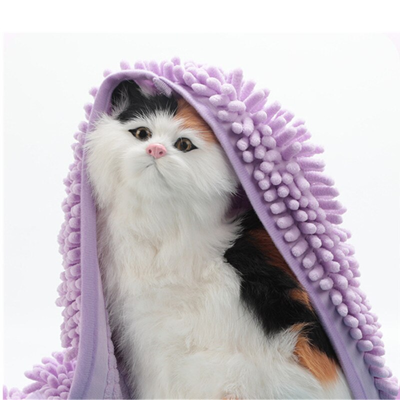 Kat hund badehåndklæder blød kat badehåndklæde chenille absorberer vand dyrehåndklæde superabsorberende mikrofiber hvalpemåtte hundetæppe