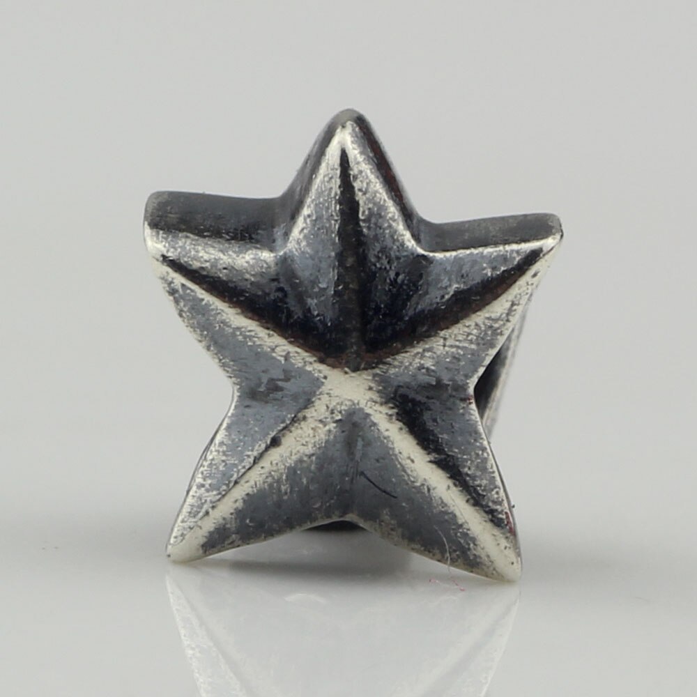 Authentieke 925 Sterling Silver Star Charm Bead Past Europese 3.0Mm Armband Sieraden