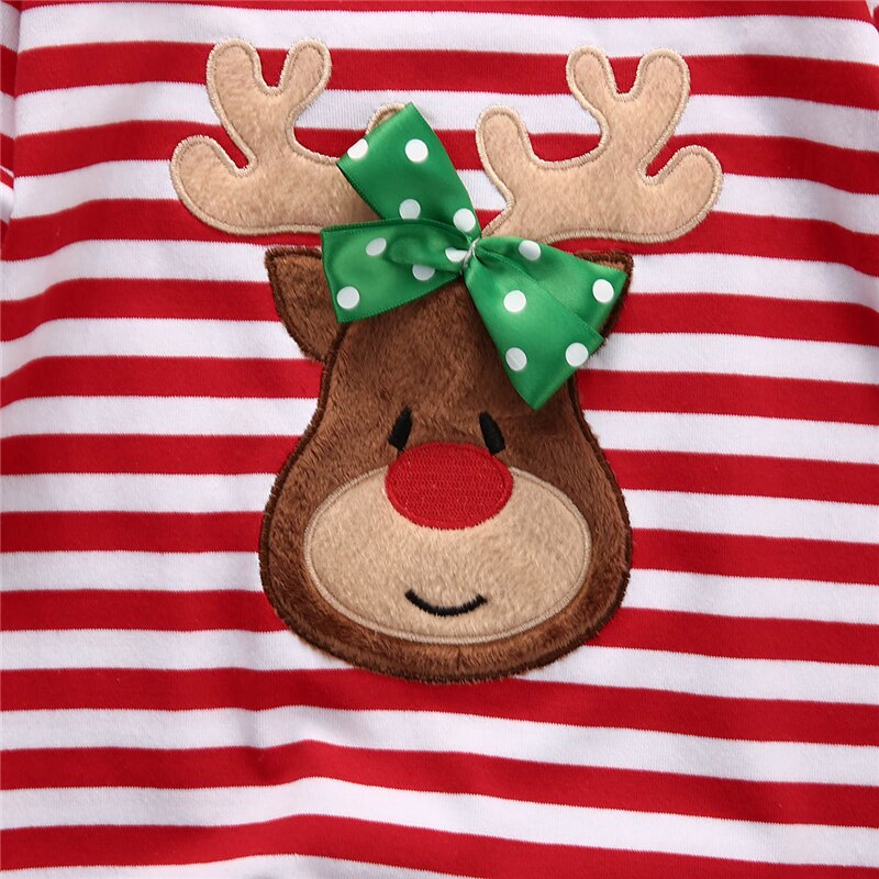 Baby Unisex Deer Xmas Romper Newborn Baby Boys Girls Christmas Romper Long Sleeve Body Suit Bebes Stripe Jumpsuit