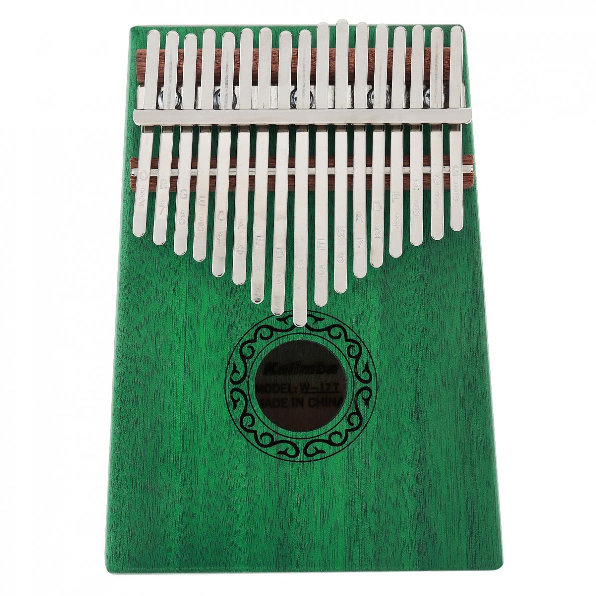 17 klucz zielony Kalimba pojedyncza płyta mahoń palec kciuk fortepian Mbira mini klawiatura instrument muzyczny z kompletnymi akcesoriami