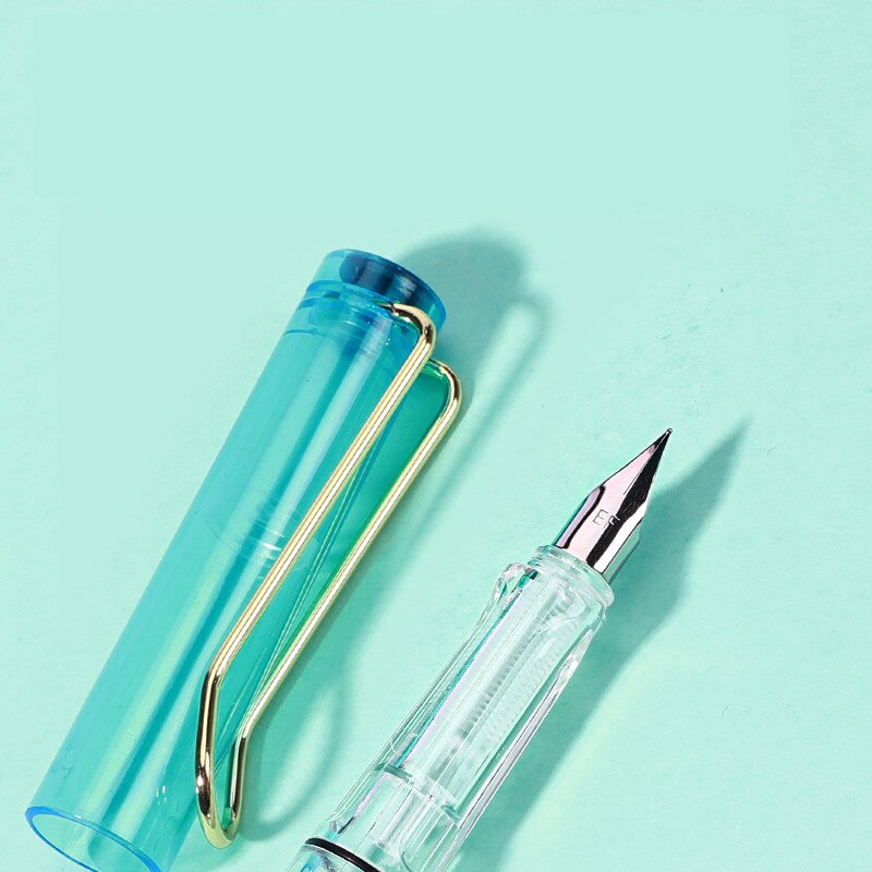 Pluma estilográfica de pistón transparente Wingsung, pluma con Clip de Metal de gran capacidad, material de papelería para Escritura, escuela y oficina, 1 unidad