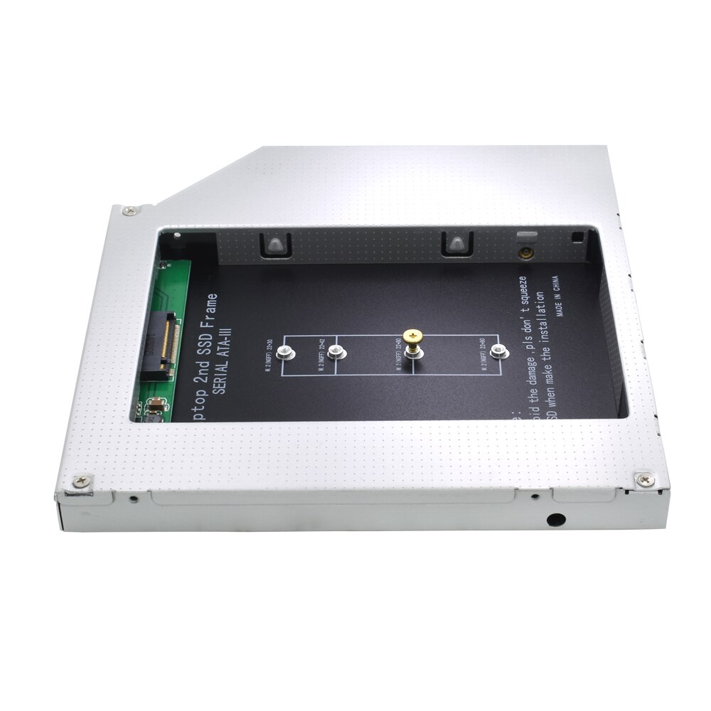 Tishric caddie 12.7mm adapter dvd harddisk kabinett optibay adapter harddisk aluminiumslegering foring til  m2 ngff