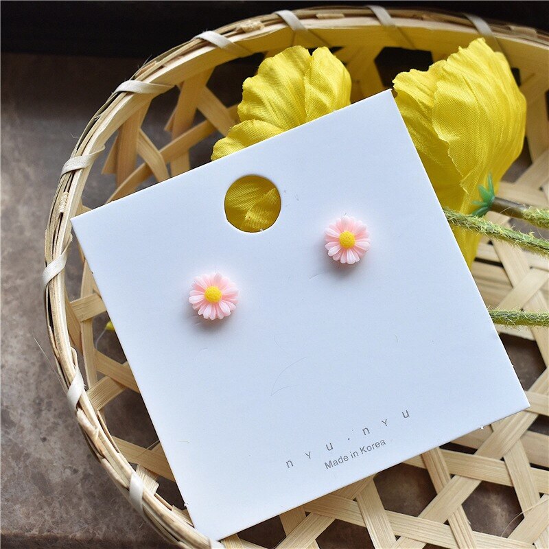 Koreaanse Stijl Leuke Daisy Flower Stud Oorbellen Voor Vrouwen Zomer Verse Bloemen Oorbellen Sieraden Femme Brincos Sieraden: Roze