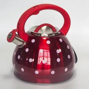 304 Roestvrijstalen Ketel Fluitje 3L Golf Punt Zwart Rood Sferische Water Pot Inductie Kookplaat Huishoudelijke Keuken Benodigdheden: A