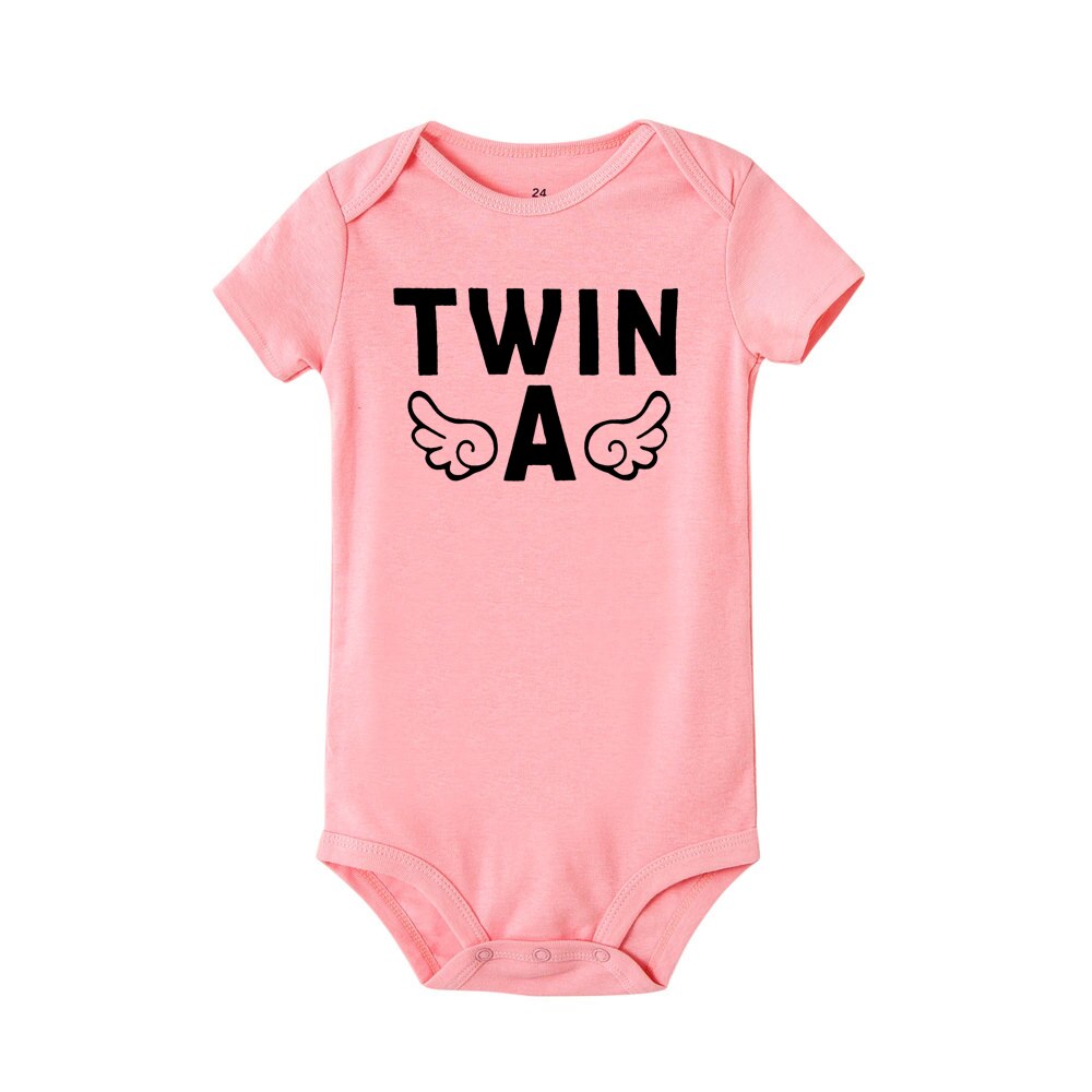 Neugeborenen Baby Jungen Mädchen Kurzarm Karosserie Zwillinge A & B Strampler Kleidung Sommer Baby Zwillinge Strampler Kleidung: verrotten / 3M