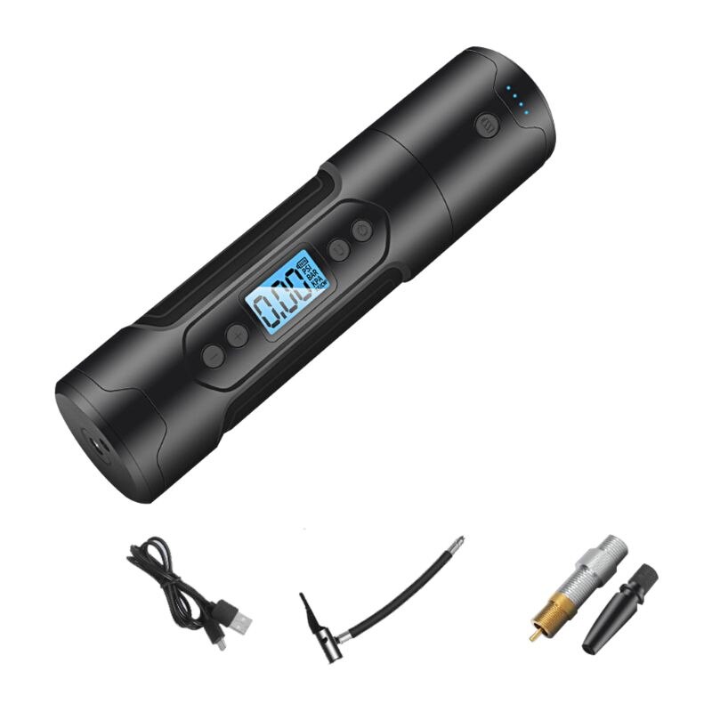 1pc Wireless Portable Air Compressor 150 PSI Tire Inflator USB Charging With LED: black