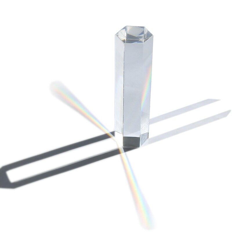 Optisk sekskantet prisme til fotografering syvfarve reflekterer sollys 15 x 62mm lysguide prisme fysisk videnskabeligt eksperiment