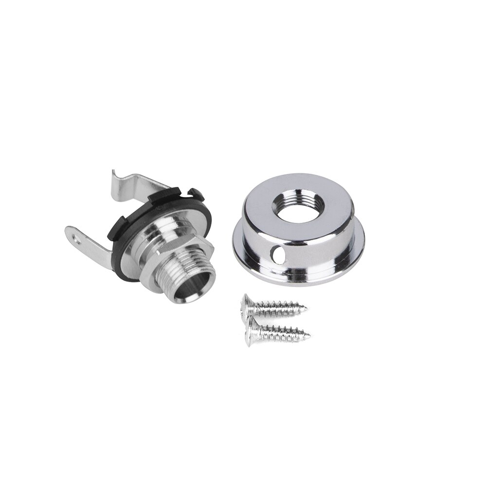 Metal Silver 6.35mm / 1/4" Jack Plug Socket Output Plate For Electric Telecaster Guitar With Mounting Screws