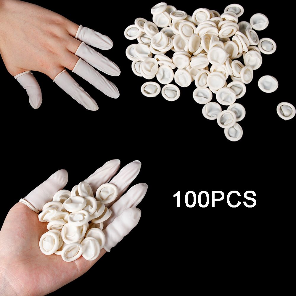 100Pcs Natuurlijke Vingertop Beschermende Nail Art Tool Latex Protector Handschoenen Vinger Cover Vinger Babybedjes Rubber Handschoenen